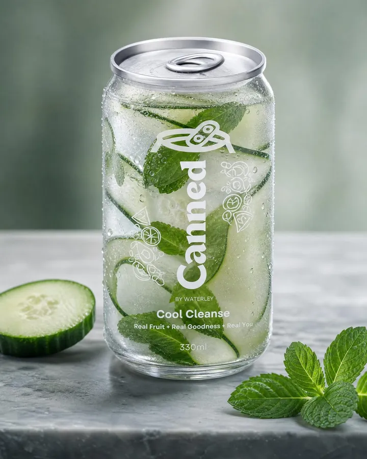 Canned by Waterley - Cool Cleanse — lemon, mint, cucumber premium cold-sealed can in Lahore
