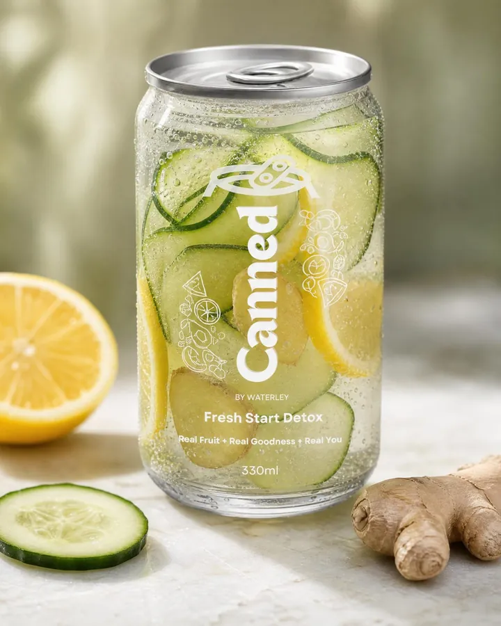 Canned by Waterley - Fresh Start Detox — lemon, ginger, cucumber premium cold-sealed can in Lahore
