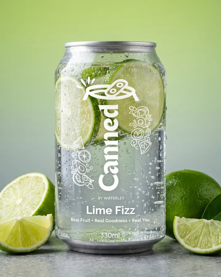 Canned by Waterley - Lime Fizz — zesty lime premium cold-sealed can in Lahore